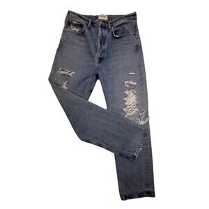 AGOLDE 90s Straight Jeans Size 27 High Rise Distressed Button Fly Organic Denim